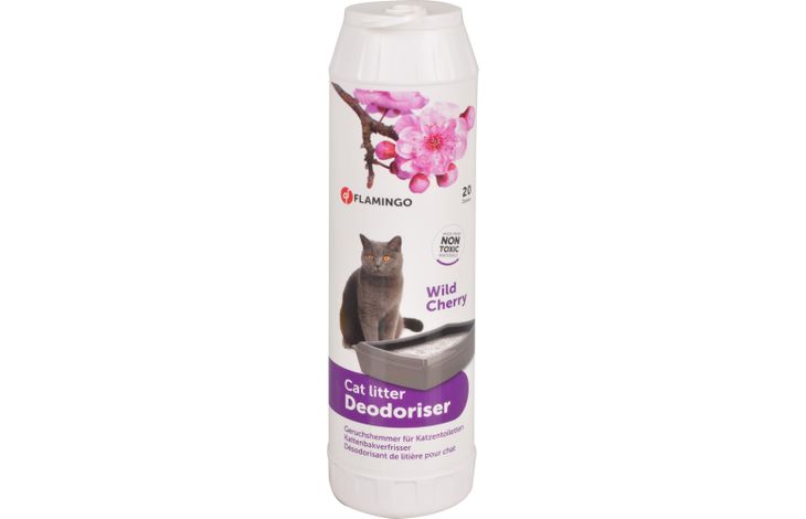 Flamingo Kattenbakontgeurder met wilde kers bloemgeur Wit