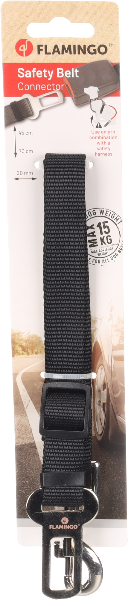 Flamingo Connector for car safety belt Kura Black