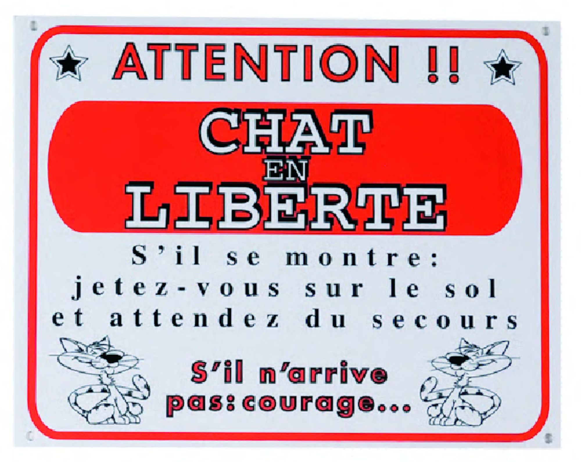 Flamingo Beware of dog sign FR White