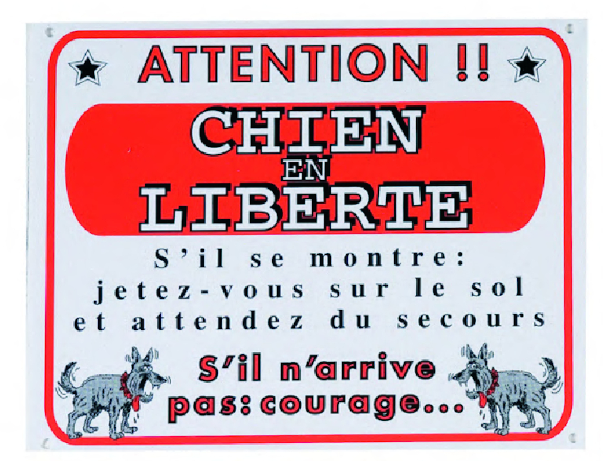 Flamingo Beware of dog sign FR White