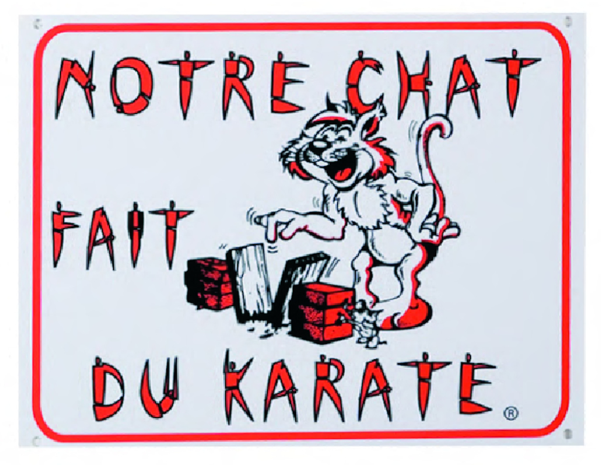 Flamingo Beware of dog sign FR White