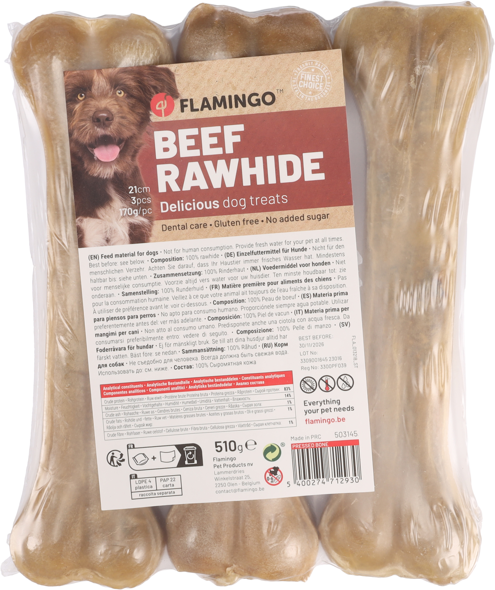 Flamingo Snack R'Hide Been  21cm 170gr / 3 st 510gr