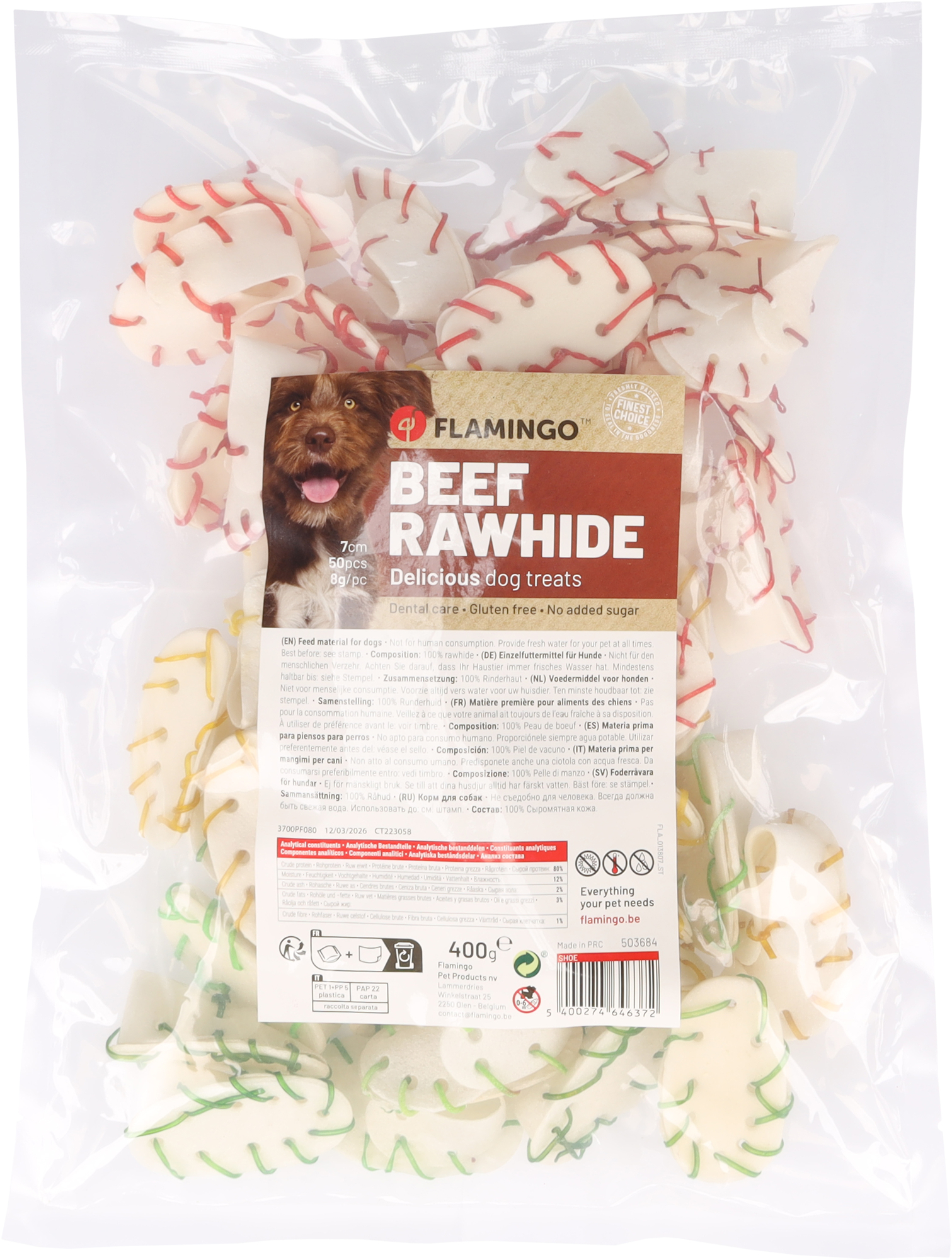 Flamingo Snacks R'Hide Texas Schuh Weiß 7cm 8g / 50 st 400g