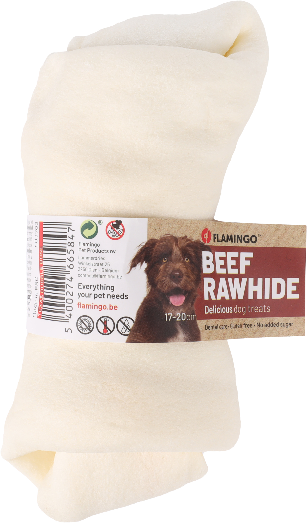 Flamingo Snacks R'Hide Texas Knotted Bone White 17-20cm 170-180gr