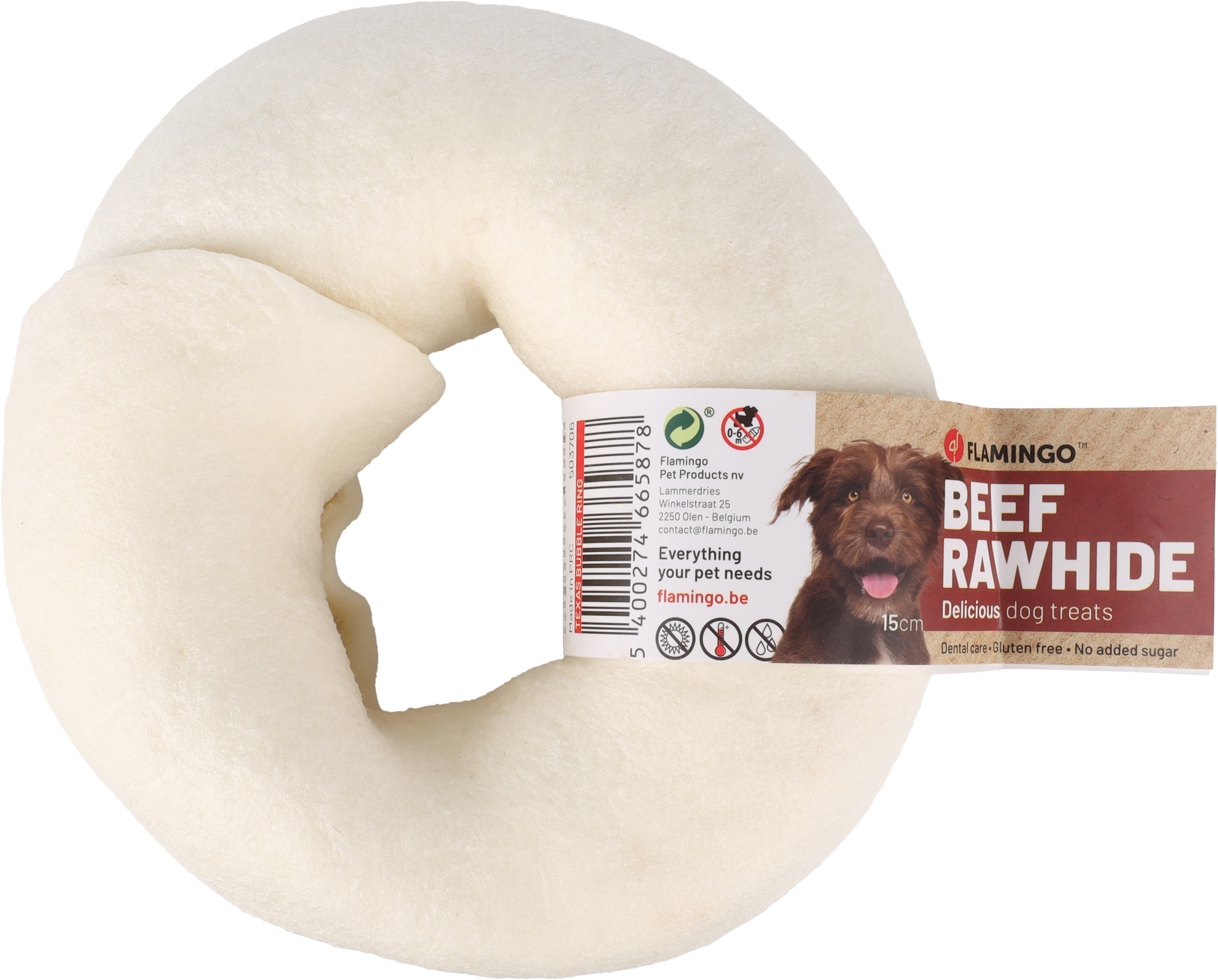Flamingo Snacks R'Hide Texas Ring White 15cm 220-240gr