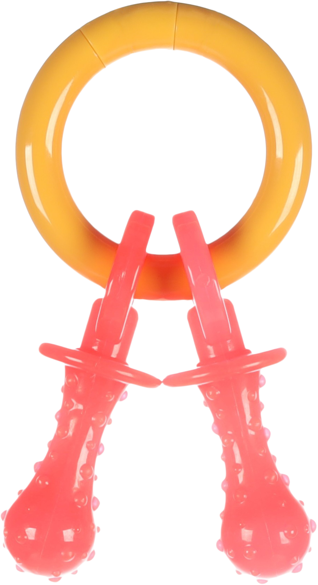 Flamingo Speelgoed Tutti Ring & Fopspeen Donkergeel & Roze