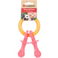 Flamingo Speelgoed Tutti Ring & Fopspeen Donkergeel & Roze