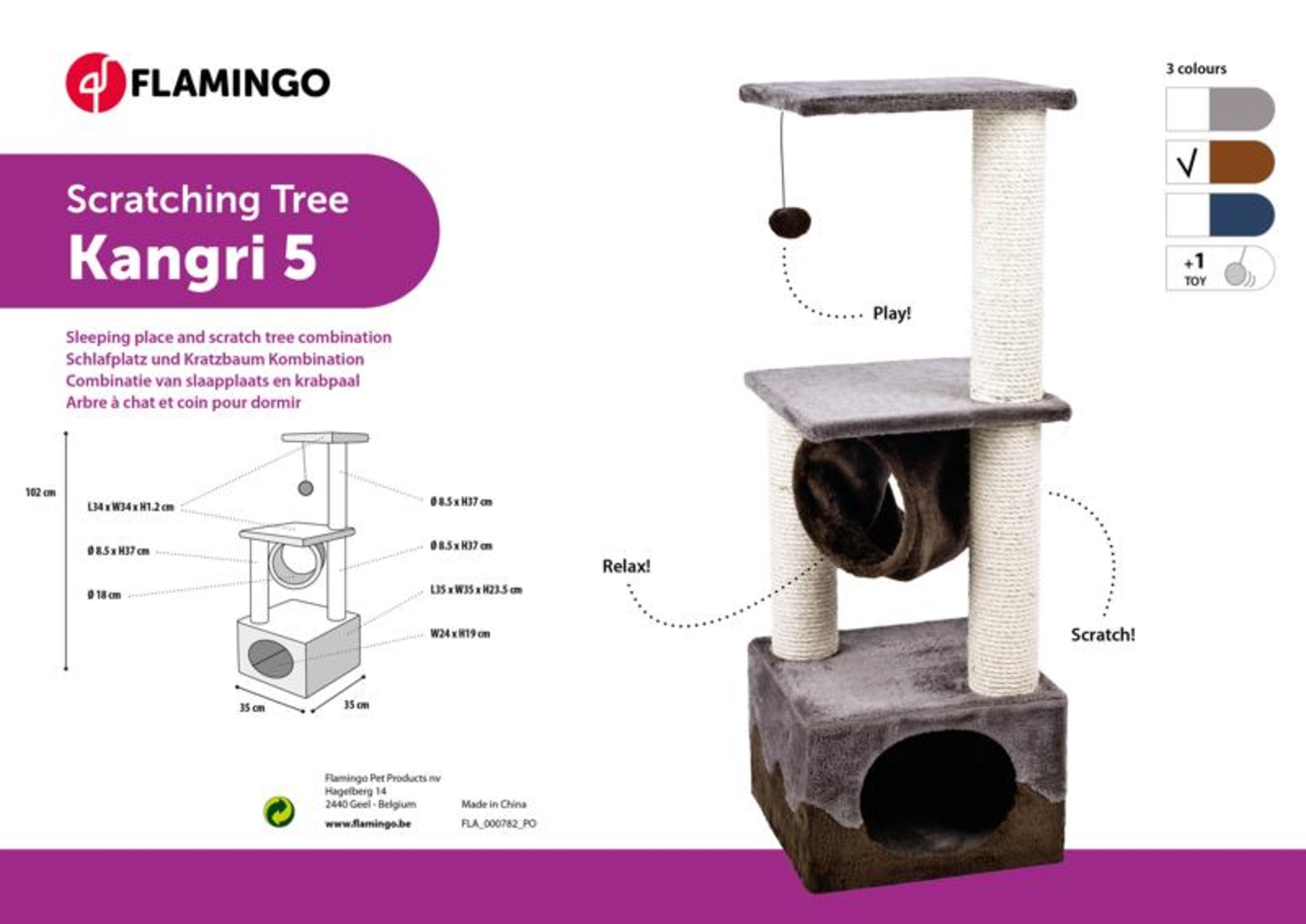 Flamingo Scratching tree  Kangri 5 Brown & Beige