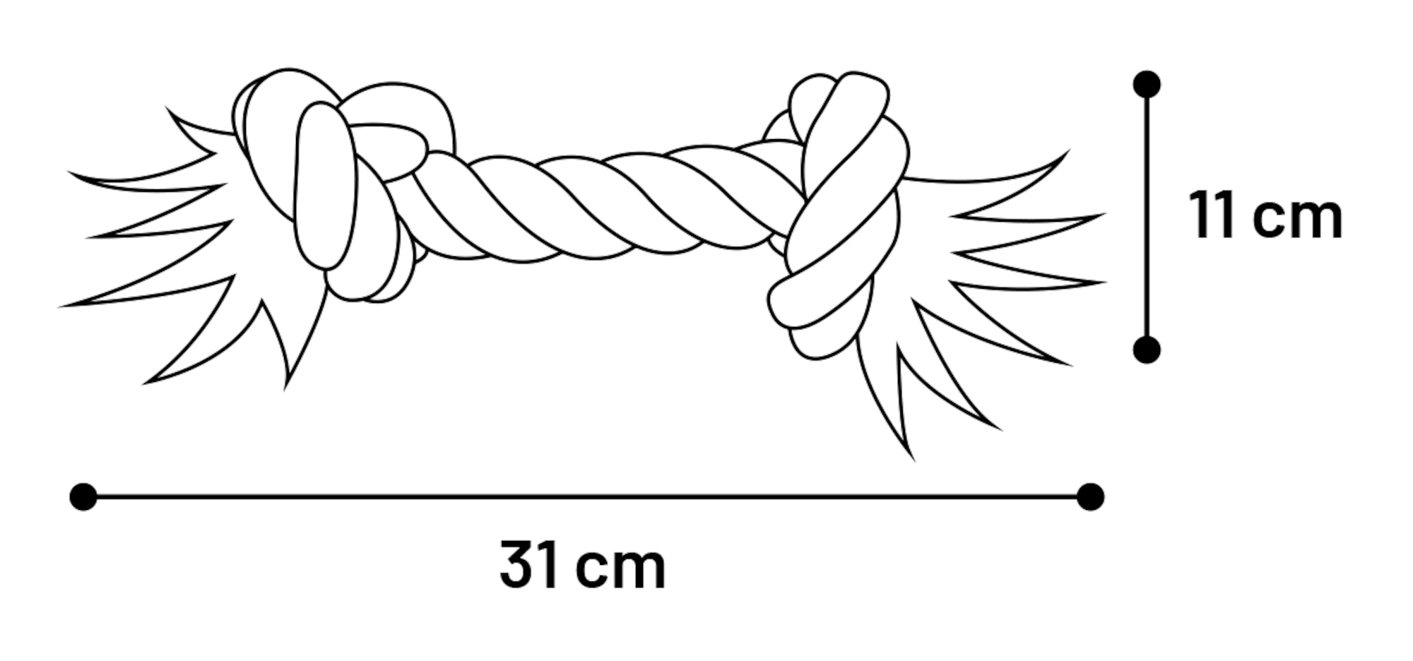 Flamingo Speelgoed Jack Touw met 2 knopen Wit