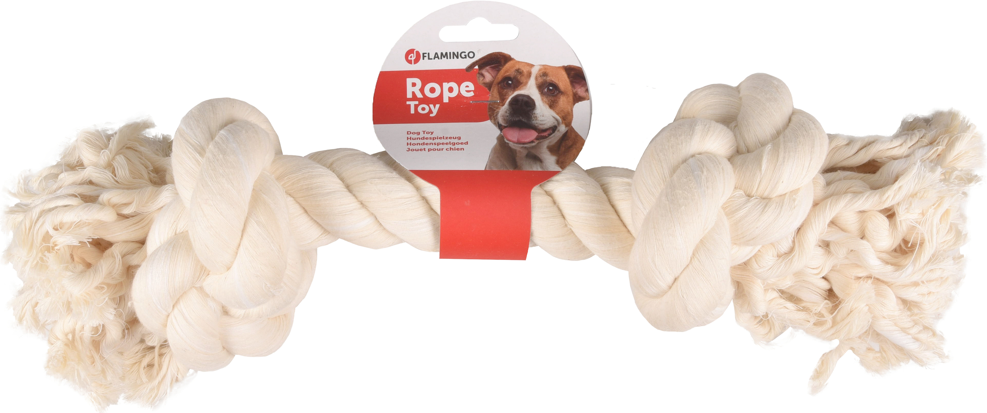Flamingo Speelgoed Jack Touw met 2 knopen Wit