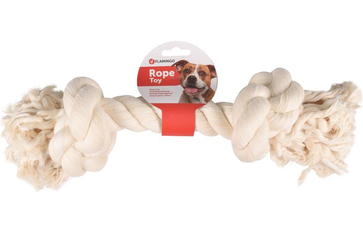 Flamingo Speelgoed Jack Touw met 2 knopen Wit