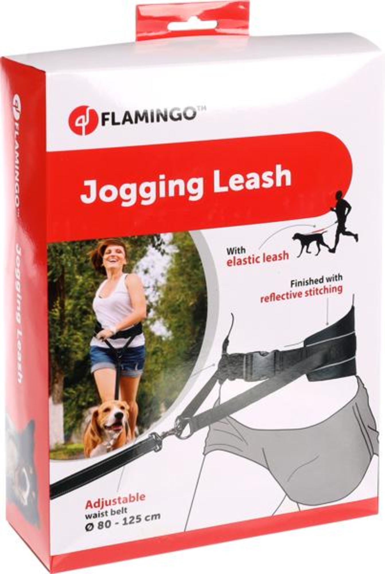 Flamingo Jogging leash with waist belt Canicross Black