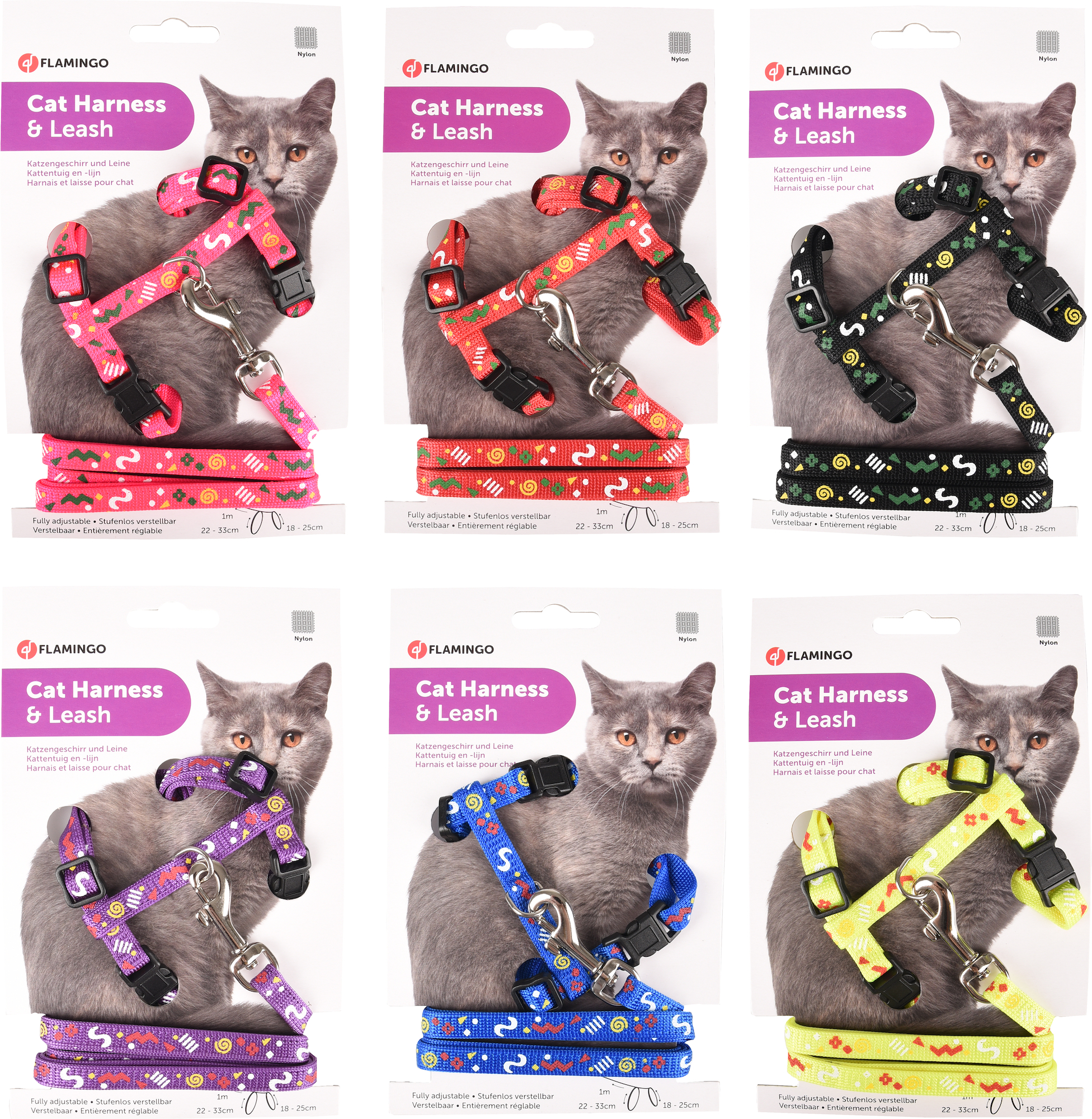 Flamingo Harness with leash Party Multiple colours
