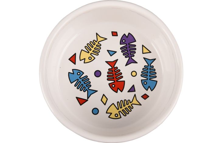 Flamingo Eet- en drinkpot Fisk Rond Wit