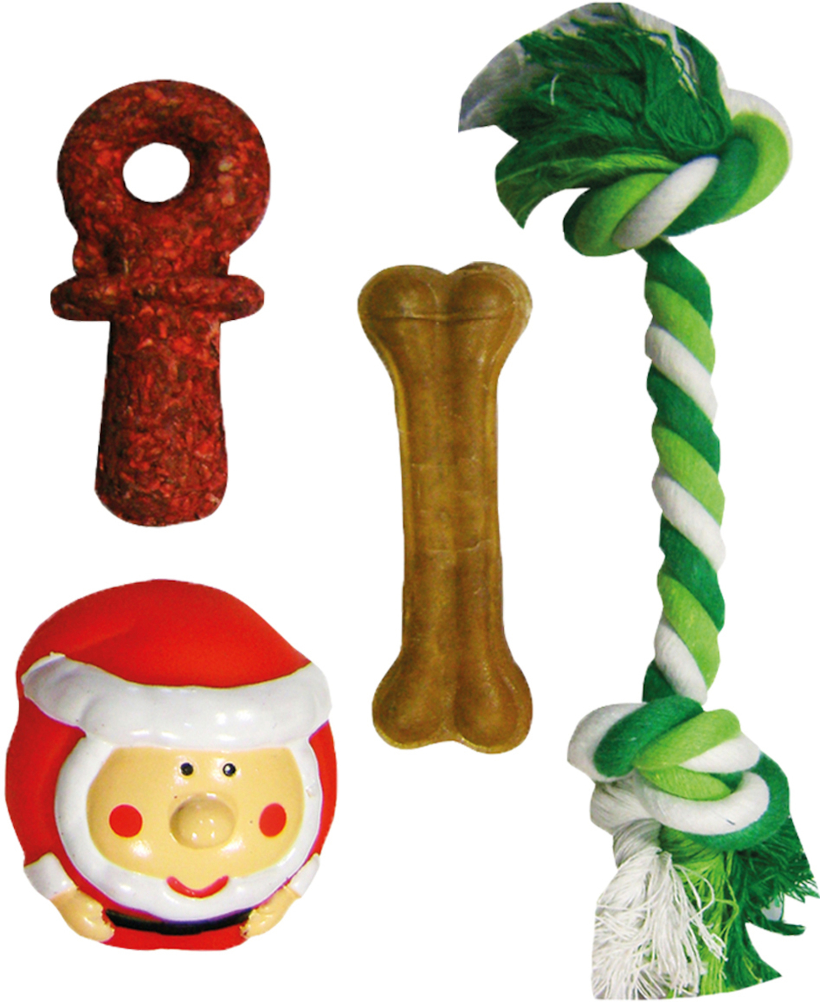Flamingo Christmas Toy Fitz Bone & Dummy & Santa Claus & Cord Mix