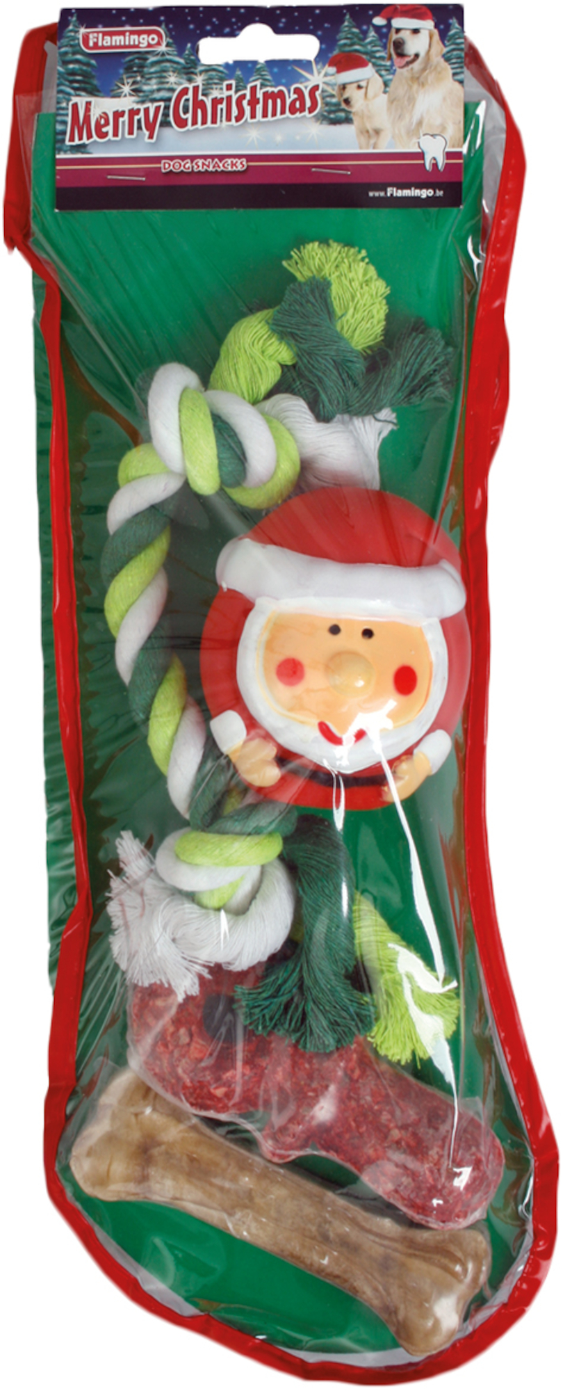 Flamingo Christmas Toy Fitz Bone & Dummy & Santa Claus & Cord Mix