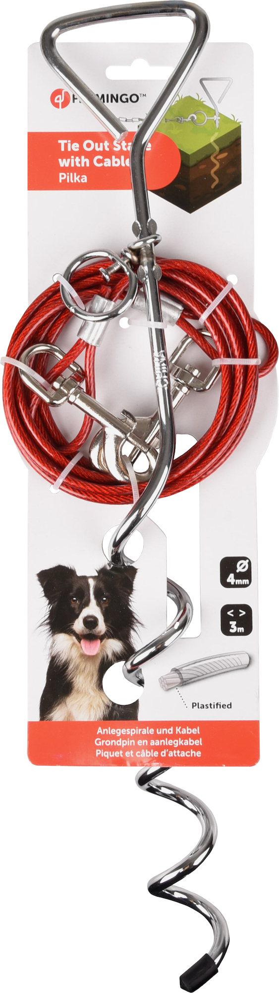 Flamingo Ground spike with cable Pilka Silver