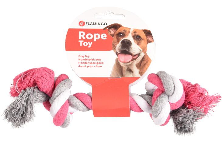 Flamingo Spielzeug Jim Schnur mit 2 Knoten Fuchsie