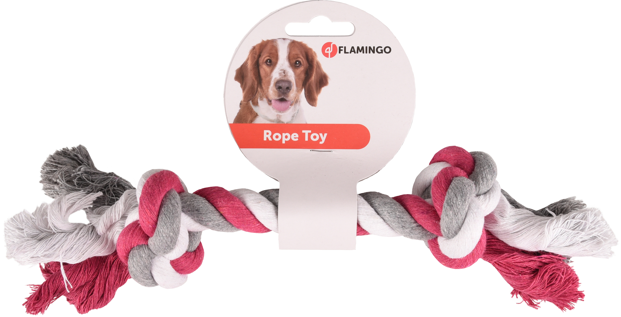 Flamingo Spielzeug Jim Schnur mit 2 Knoten Fuchsie