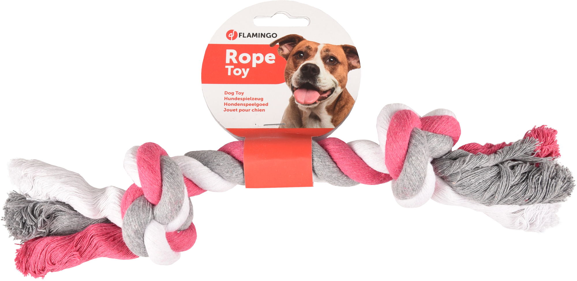 Flamingo Spielzeug Jim Schnur mit 2 Knoten Fuchsie