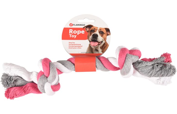 Flamingo Spielzeug Jim Schnur mit 2 Knoten Fuchsie