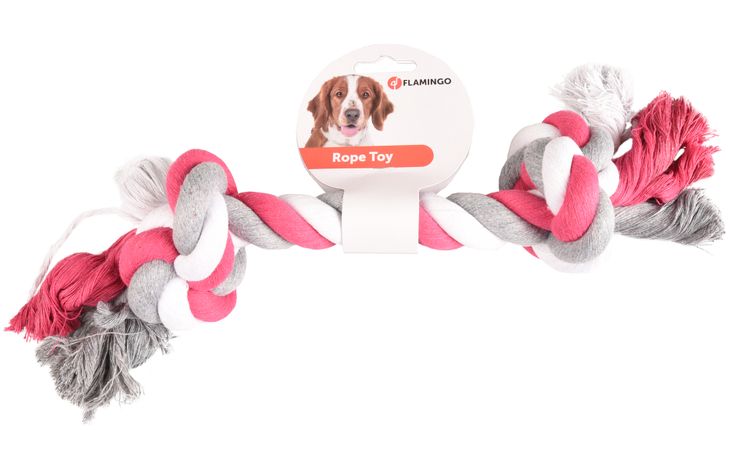 Flamingo Juguete Jim Cordón con 2 nudos Fucsia