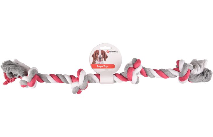 Flamingo Spielzeug Jim Schnur mit 4 Knoten Fuchsie