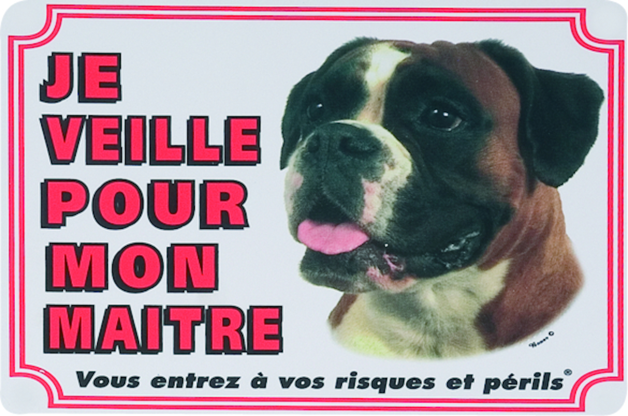 Flamingo Cartello 'Attenti al cane' FR Boxer Bianco