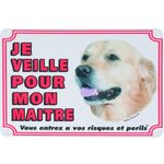 Beware of dog sign FR Golden retriever White