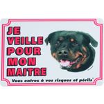 Beware of dog sign FR Rottweiler White