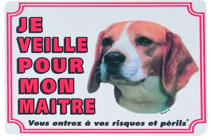 Flamingo Beware of dog sign FR Beagle White