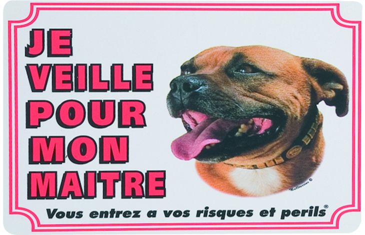 Flamingo Cartello 'Attenti al cane' FR Bull terrier Bianco