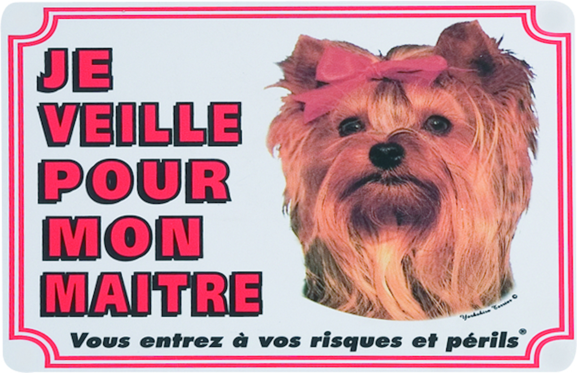 Flamingo Beware of dog sign FR Yorkshire White