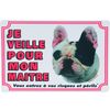 Cartello 'Attenti al cane' FR Bouledogue français Bianco