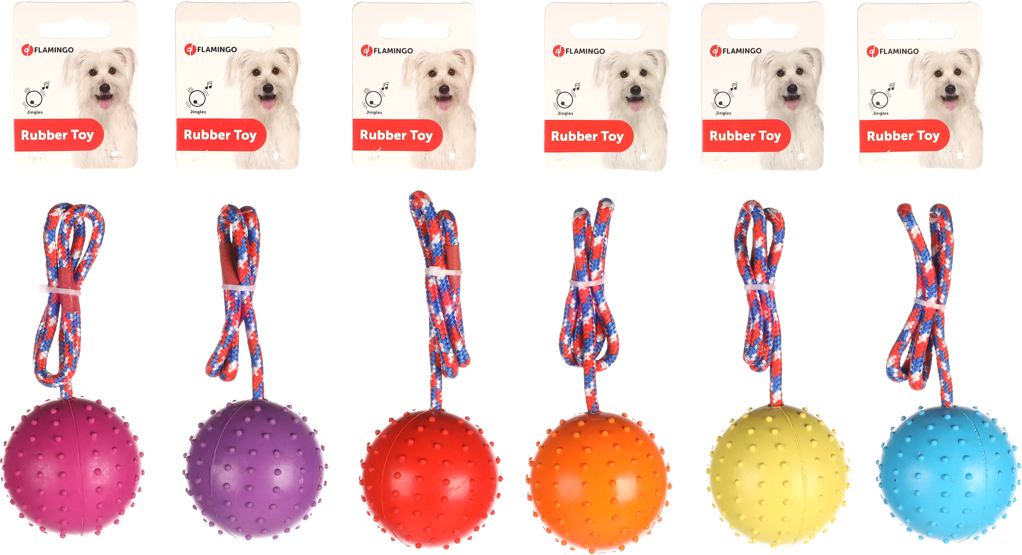 Flamingo Toy Rula Tug rope with ball Multiple colours