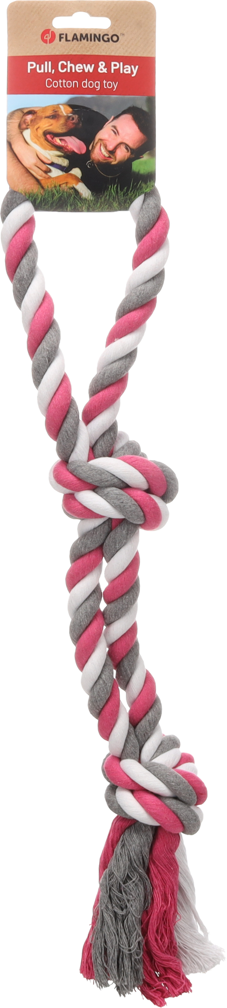 Flamingo Spielzeug Jim Zerrseil mit 2 Knoten Fuchsie