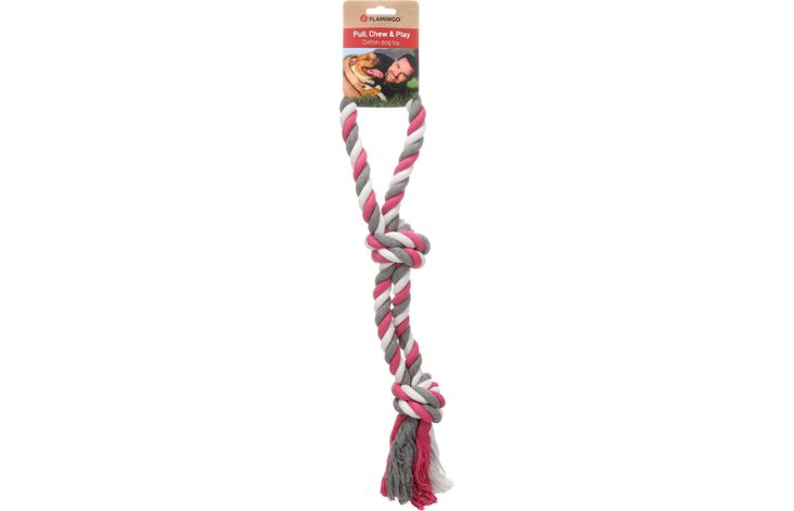 Flamingo Spielzeug Jim Zerrseil mit 2 Knoten Fuchsie