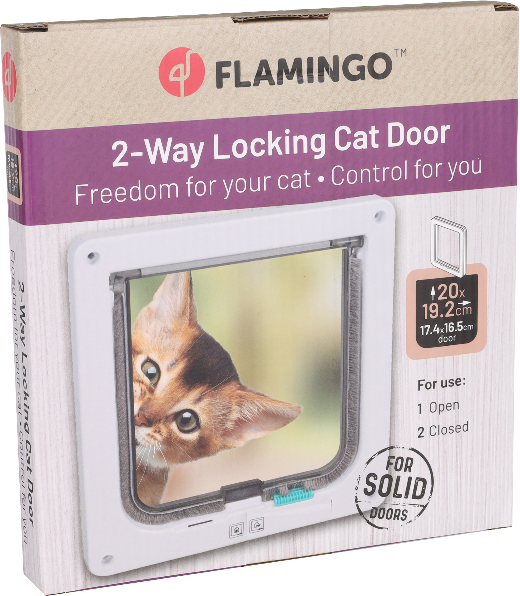 Flamingo Cat door 2 settings Fanni White
