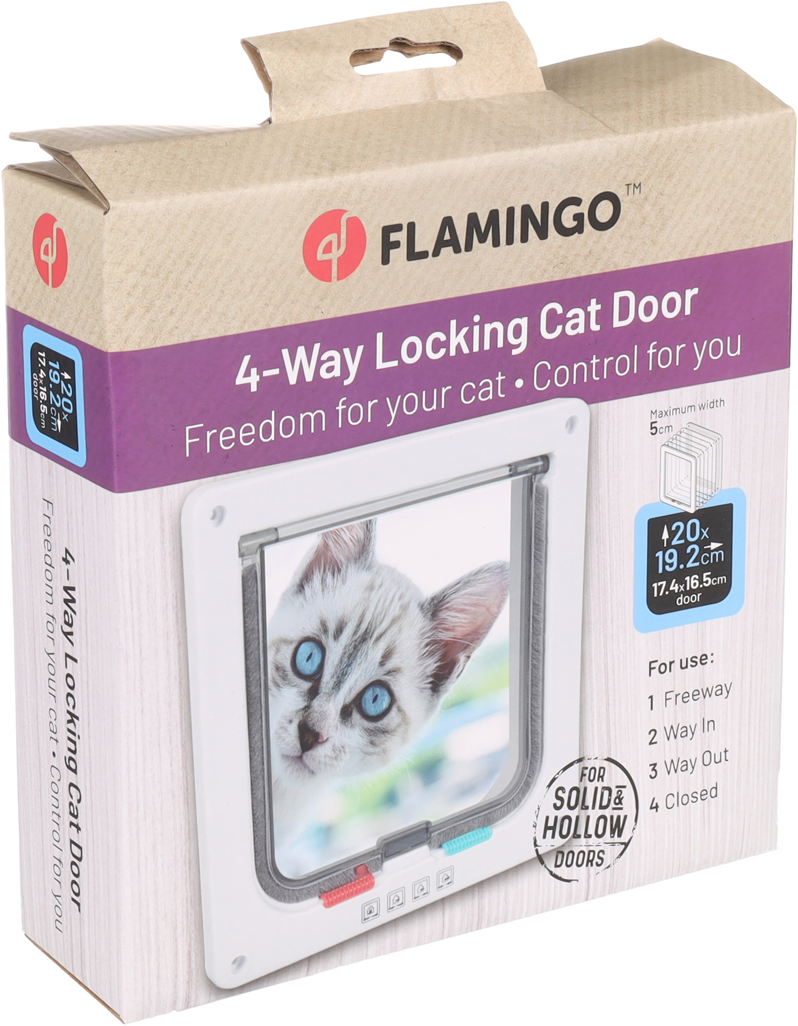 Flamingo Cat door 4 settings Idda White