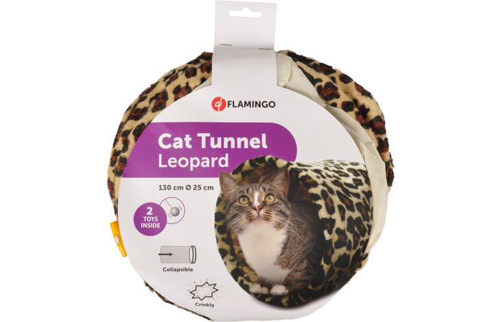 Flamingo Speelgoed Leopard Tunnel met bal Bruin