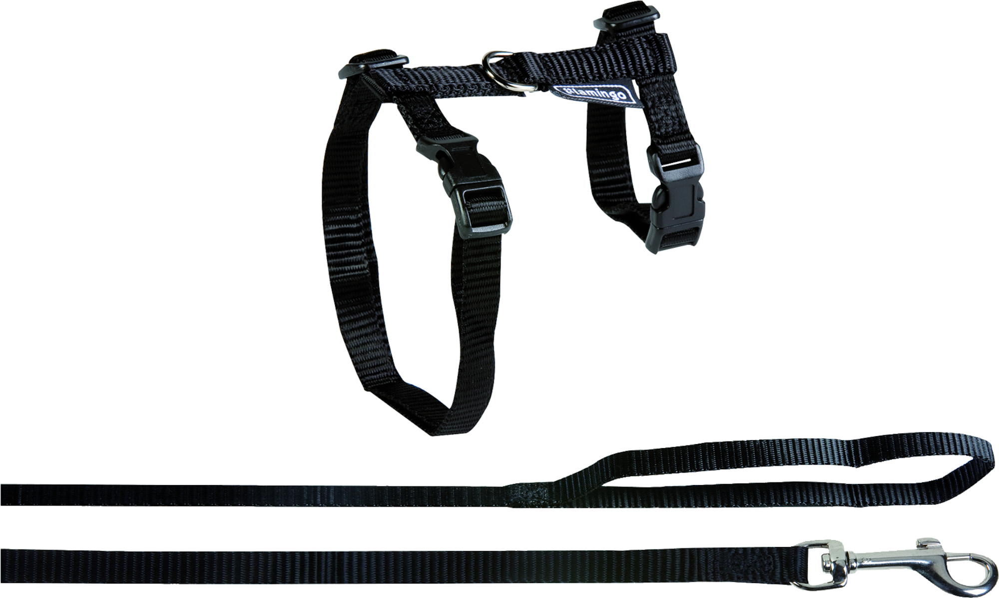 Flamingo Harnas met looplijn Ela Zwart