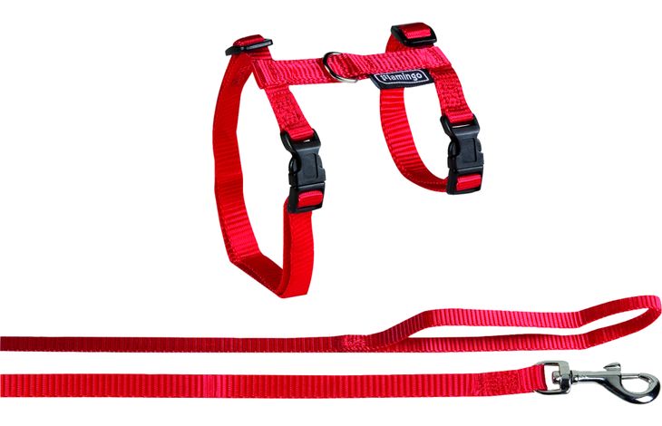Flamingo Harnas met looplijn Ela Rood