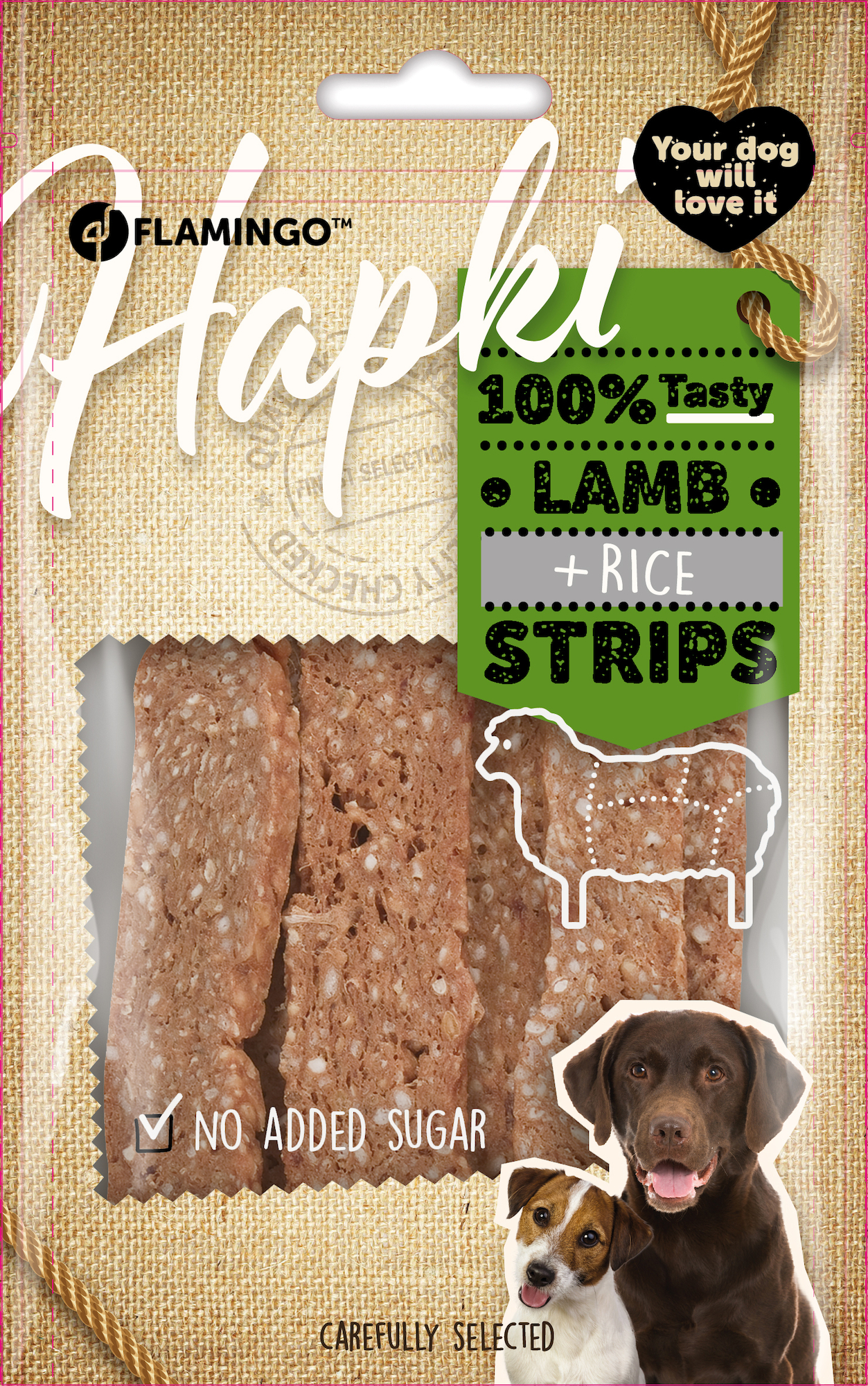 Flamingo Snacks Hapki Strisce Agnello & Riso 