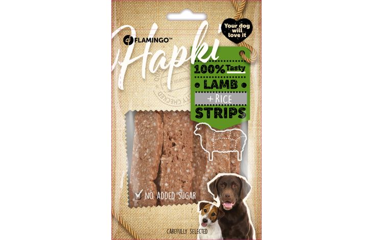 Flamingo Snack Hapki Strips Lam & rijst 