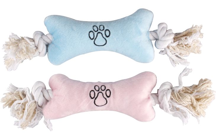 Flamingo Toy Puppy Wessel Bone Cord with 2 knots Puppy Multiple colours