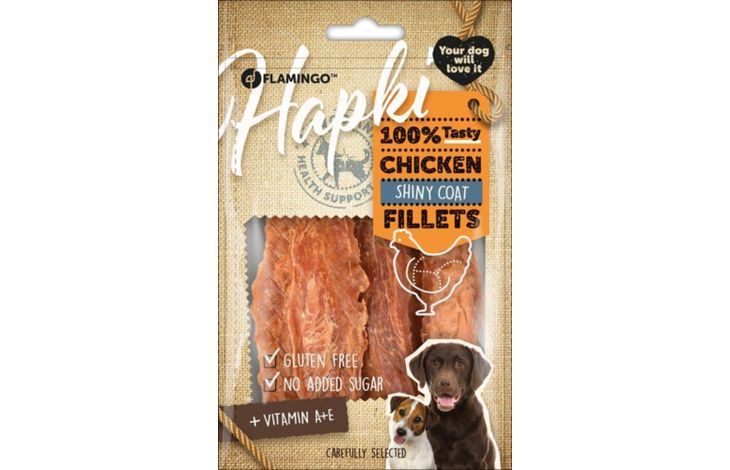 Flamingo Snacks Hapki Strisce con pollo Mantello lucente 