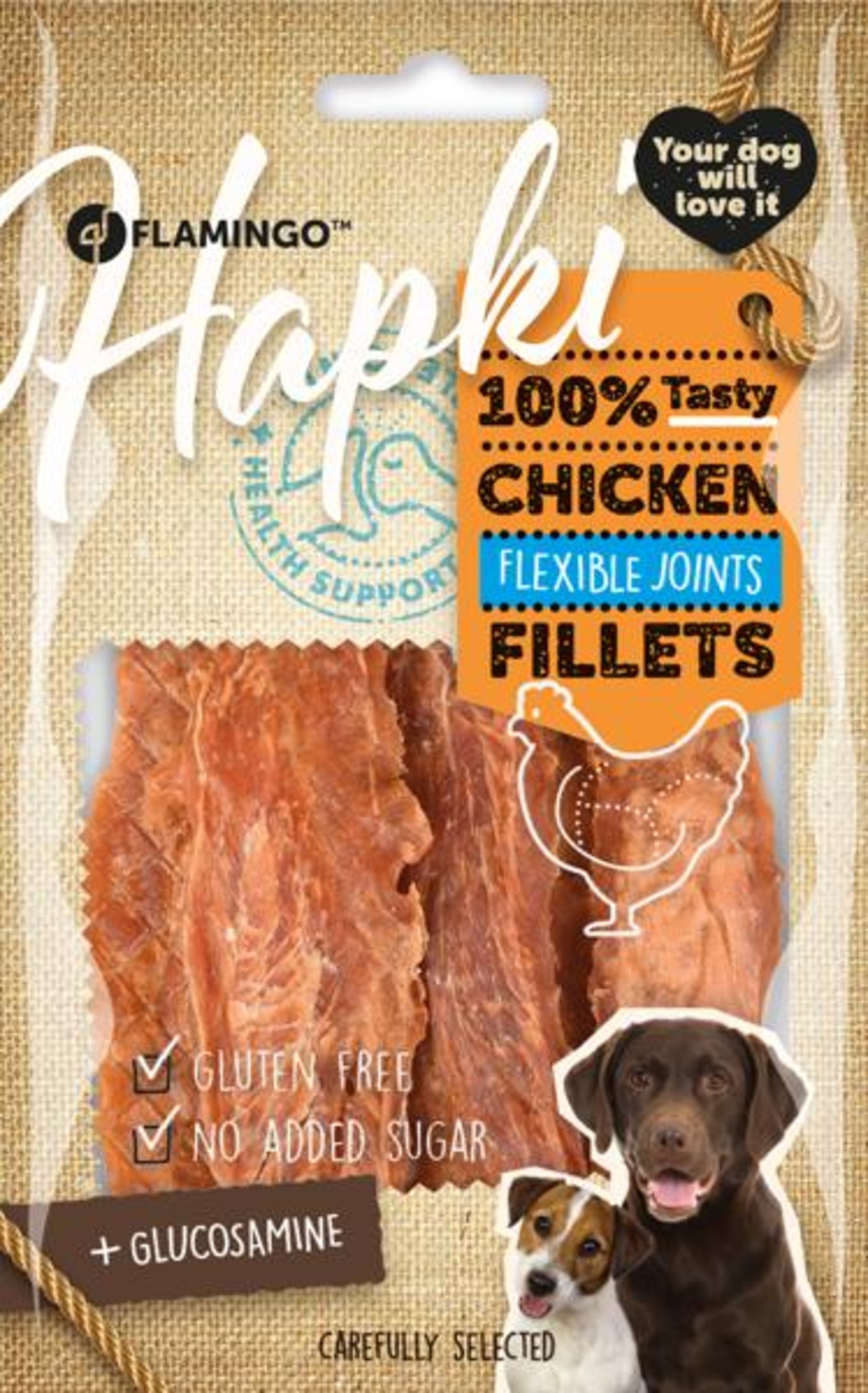 Flamingo Snack Hapki Strips met kip Flexibele gewrichten 