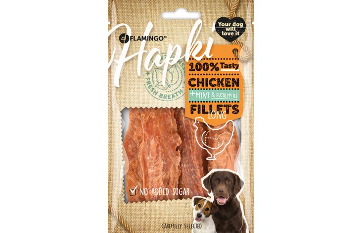Flamingo Friandises Hapki Lanières avec poulet Haleine fraîche 