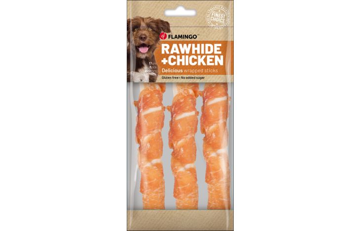 Flamingo Snack R'Hide Staaf Wit met kip 17cm 51g / 3 st 155g