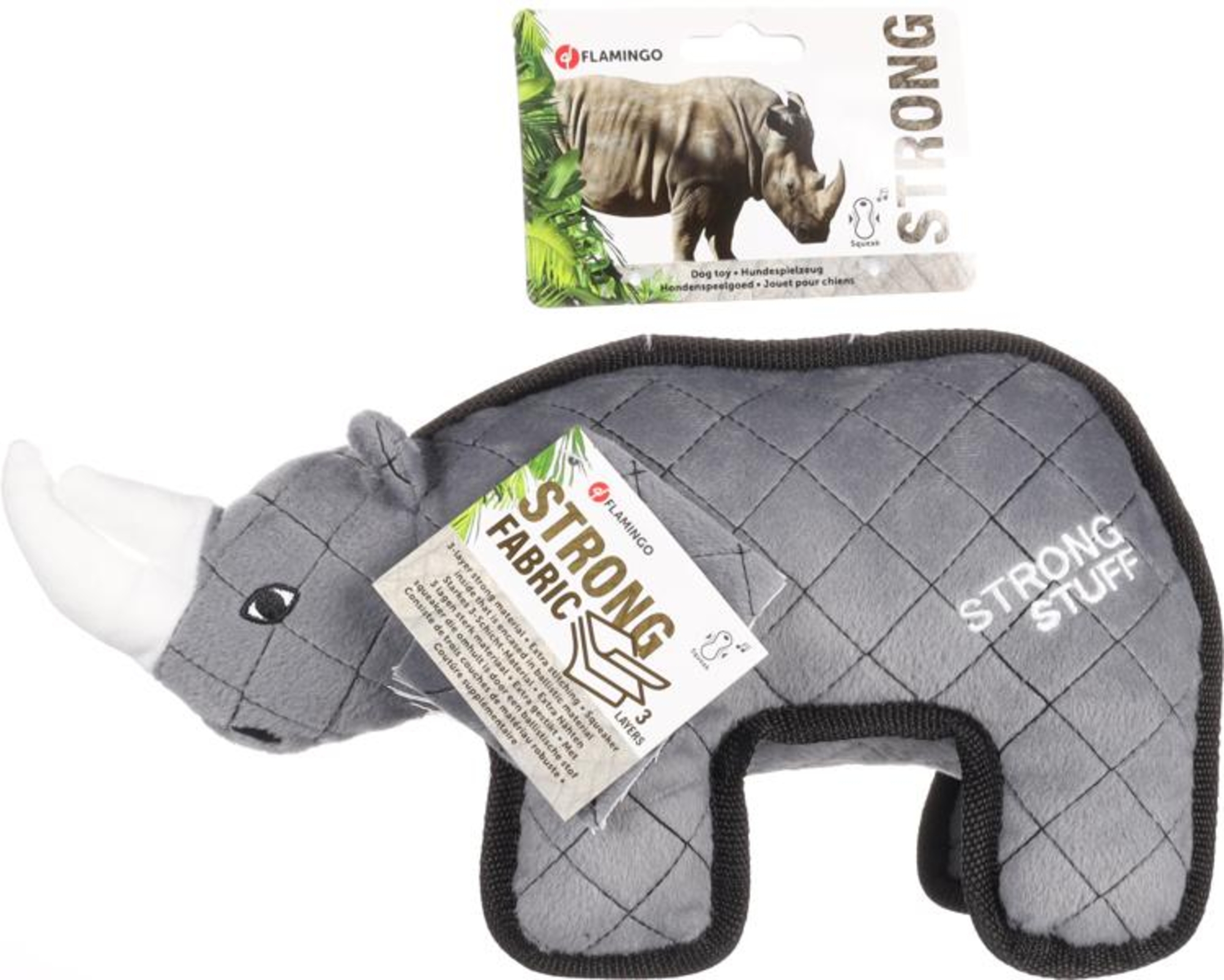 Flamingo Toy Strong Stuff Rhinoceros Grey
